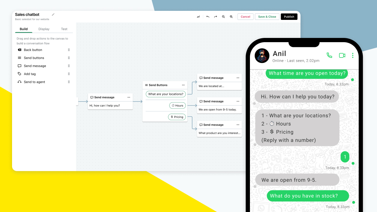 Assistente chat di GoTo Connect per la finestra di WhatsApp che automatizza la raccolta dei dati dei clienti