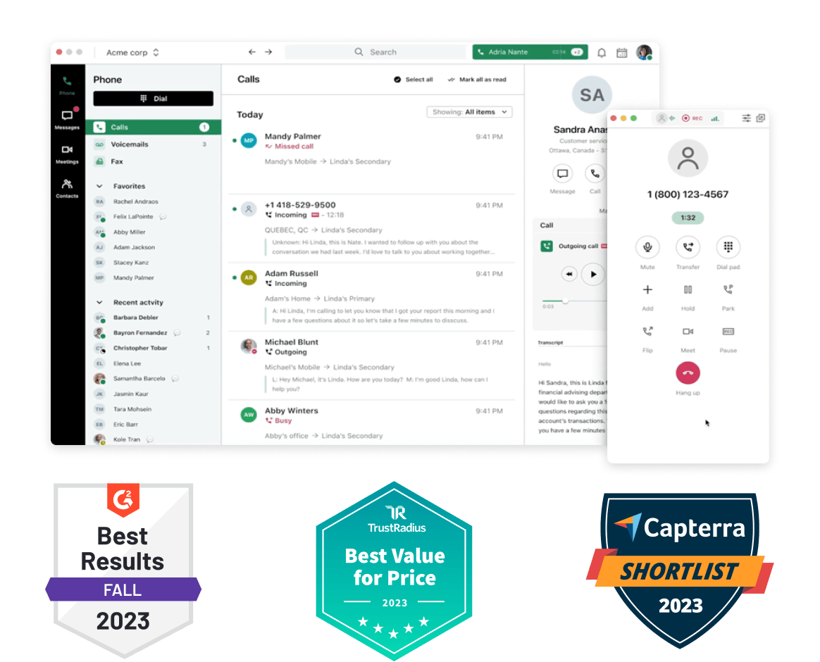 Il pluripremiato sistema telefonico di GoTo Connect, che mostra le chiamate nelle applicazioni desktop e mobili.