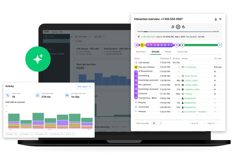 UI showing AI call features.