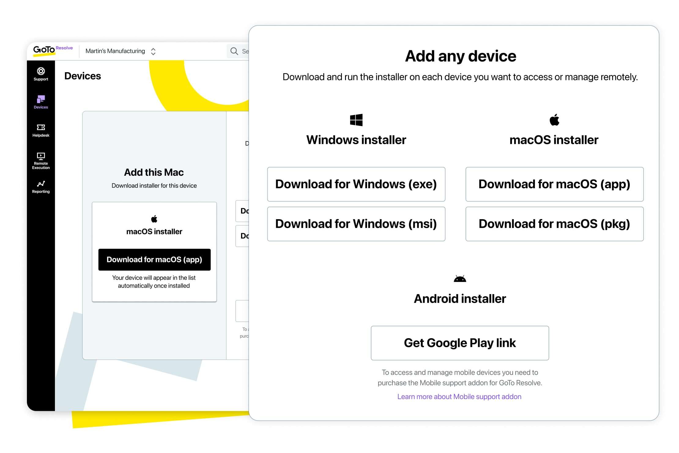 Utilizza i dispositivi uno per uno o in blocco in tutto il tuo ambiente. Contrassegna o raggruppa i dispositivi per un facile accesso. Questo vale per tutti i tuoi dispositivi Windows, Mac e (prossimamente) Android.