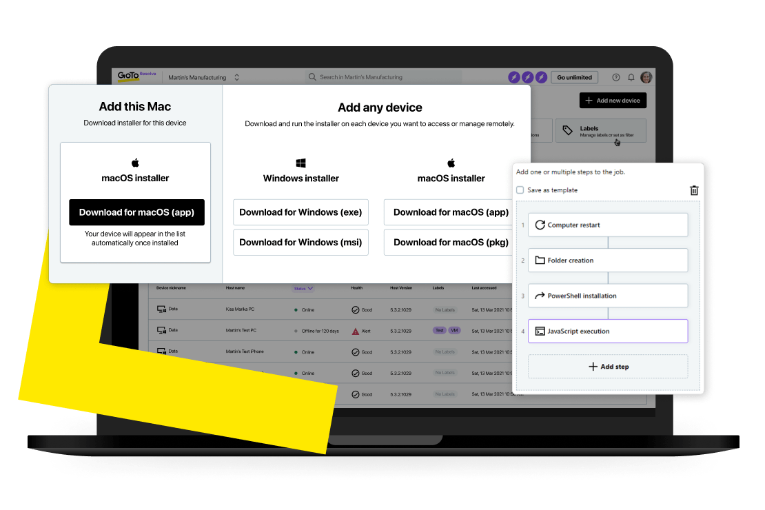 I nostri nuovi aggiornamenti per macOS ti permettono di offrire supporto per diversi dispositivi e di standardizzare il modo in cui i tuoi team lo forniscono.
