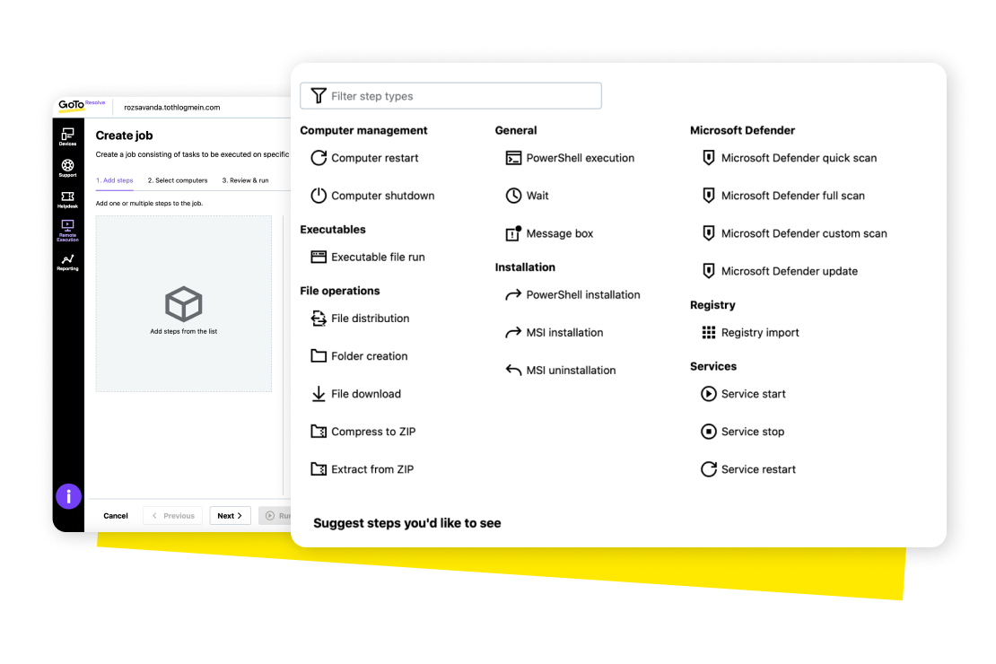  GoTo Resolve mentre automatizza le attività informatiche sullo schermo di un laptop.