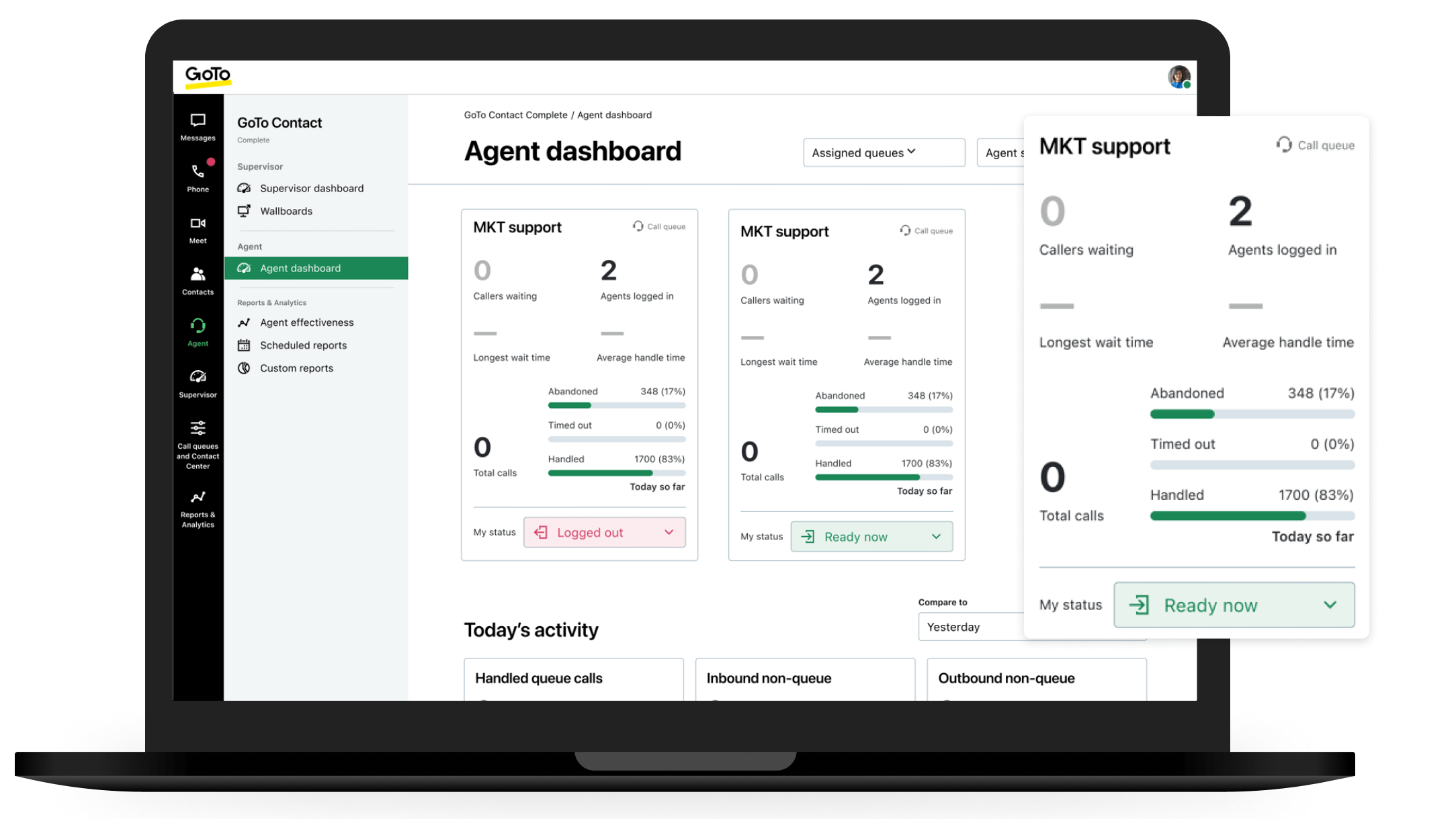 UI della dashboard dell'agente