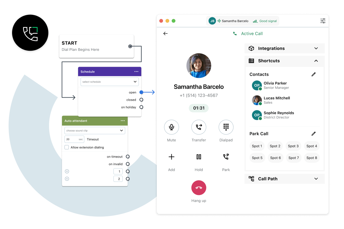 Captura de tela do GoTo Connect CX mostrando os recursos de encaminhamento de chamadas que ajudam os administradores do setor de saúde a simplificar operações hospitalares e melhorar a comunicação com pacientes.