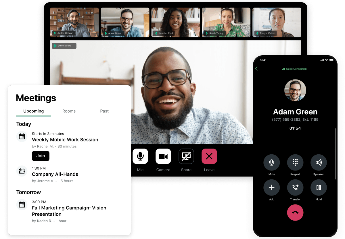 Riunioni e conferenze gestite attraverso GoTo Connect per desktop e dispositivi mobili.