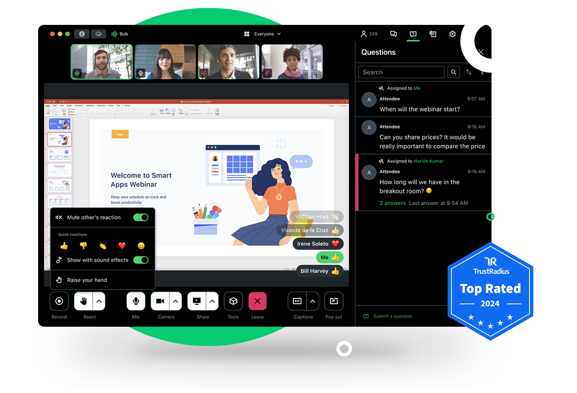 UI per GoTo Webinar, un prodotto Top Rated su TrustRadius.