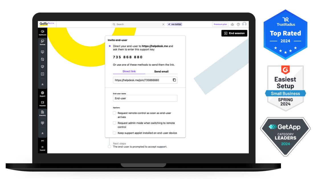 Strumenti di supporto della piattaforma multicanale pluripremiata GoTo Resolve.