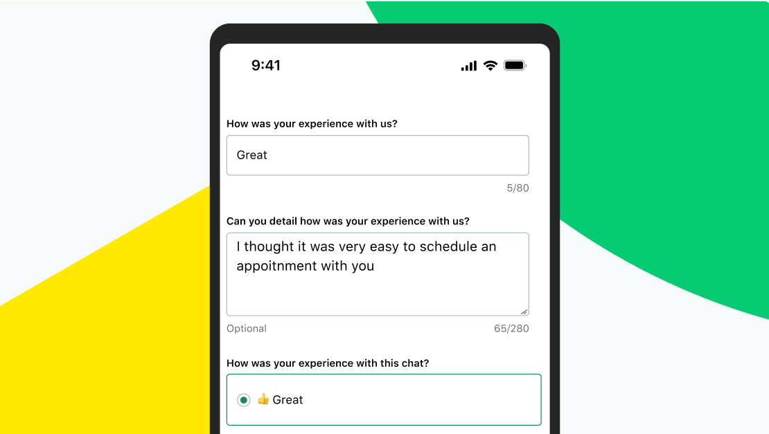 Schermo del cellulare che mostra un sondaggio per i feedback realizzato da GoTo.