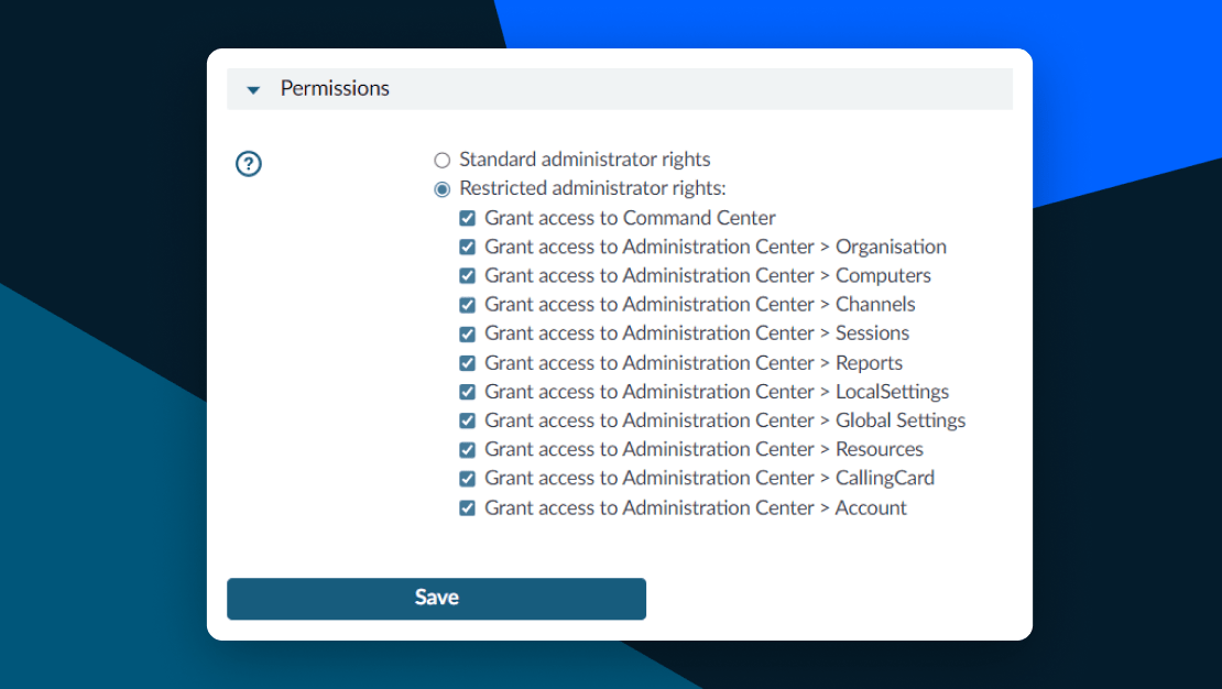 Concedere accesso e autorizzazioni agli amministratori in Rescue.