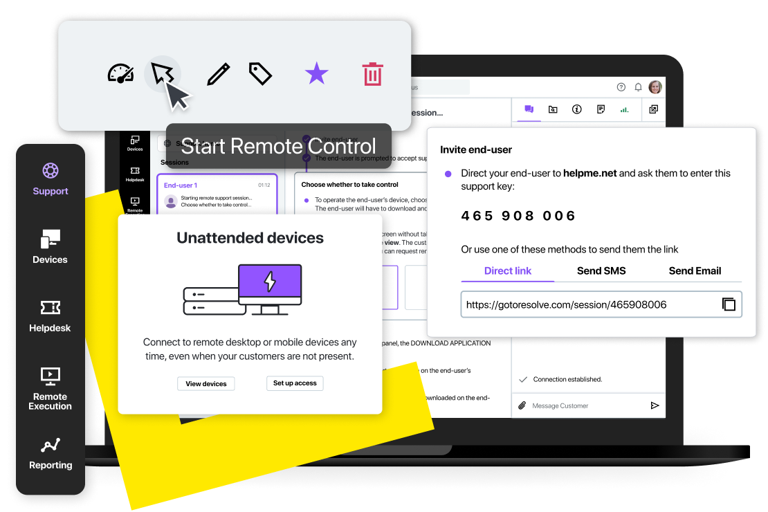 Formas seguras de GoTo Resolve para configurar conexiones de acceso remoto.